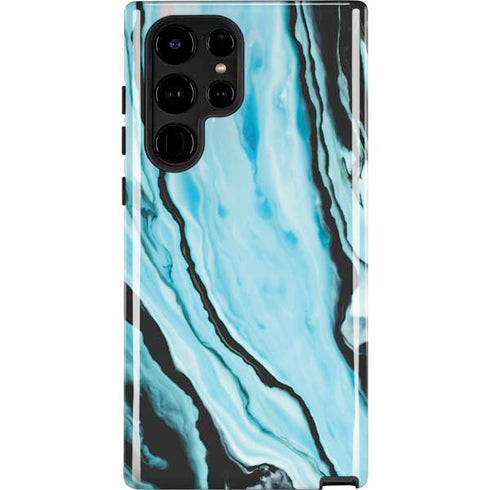 Aqua Blue Marble Ink Galaxy S25 Ultra Impact Case